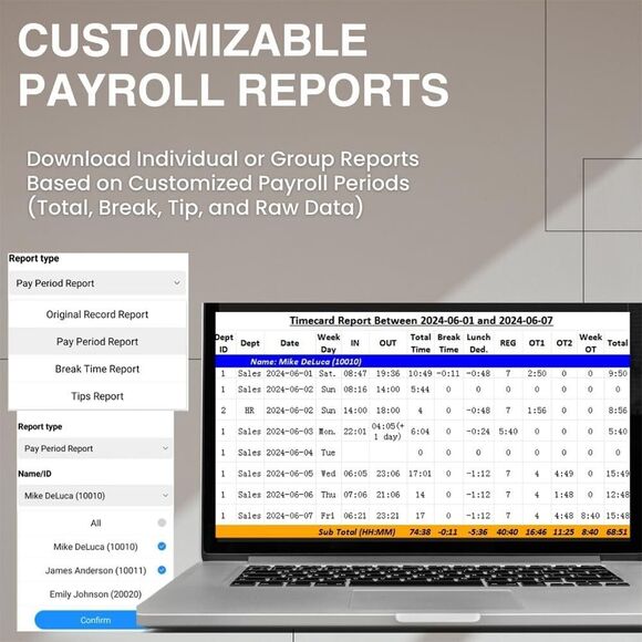 Time Clock, App-Based, Face, Card & Fingerprint Attendance Machine for Employees - Picture 4 of 14